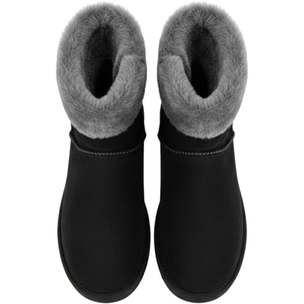 UGG Kids Bailey Button Charm Black Suede Fur Boots Squirrel Charms Size 4